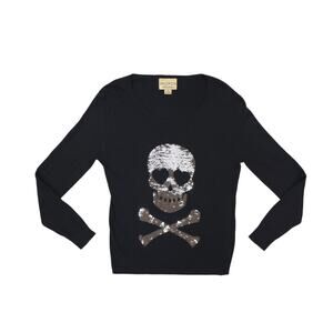 Wildfox White Label Angora Sweater Sequin Love Skull Pullover